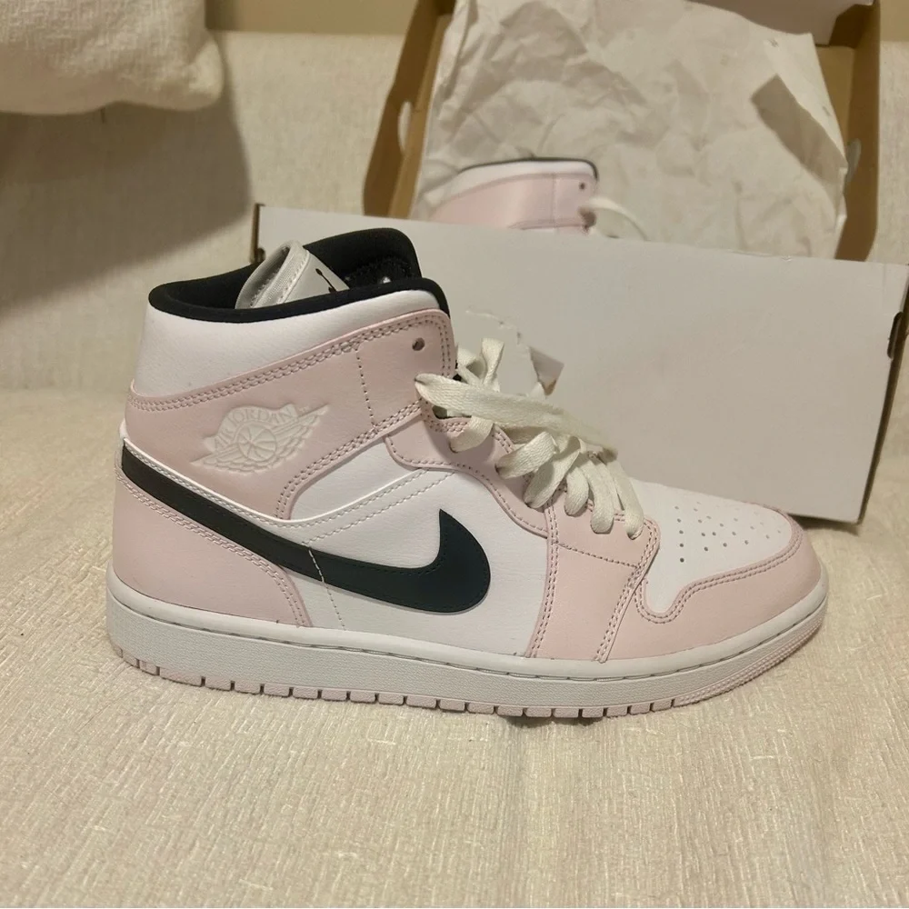 Women’s Nike Air Jordans 1 Mid - Barely Rose - Picture 10 of 13